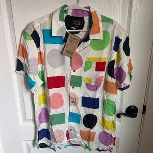 Miranda Makaroff x Desigual Womens Geometric Print Short-Sleeve Shirt Medium NWT